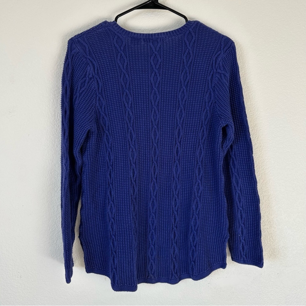 JEANNE PIERRE 100% Cotton Royal Blue Cable Knit Sweater Women’s Medium - Picture 2 of 6